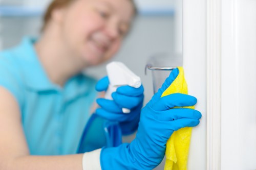 Local cleaners handling after builders cleaning in a Bermondsey flat