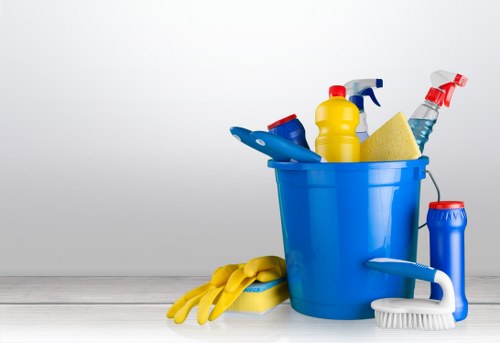 Local office cleaners working in a Bermondsey commercial building